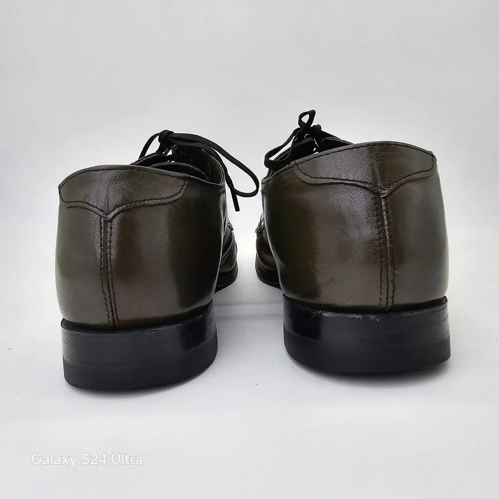 Stacy Adams Madison Cap Toe Oxford Olive Kidskin Lizard Print Dress Shoe Men 9D